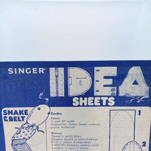 Vintage Sewing PATTERN, Snake and Belt 1978 Singer Idea Sheet